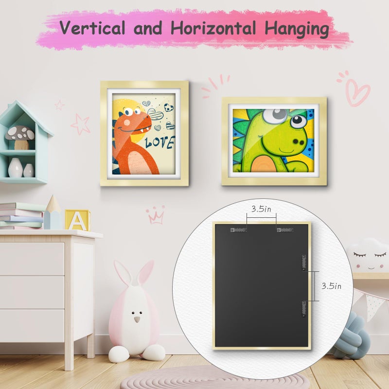 Artfeel 1-Pack 9x12 Kids Art Frames,Front Opening Kids Artwork Frames Changeable Child Artwork Picture Display,Children Storage Frame for Wall,Holds 50pcs Drawings,Craft,Art Project,Schoolwork. - Image 3